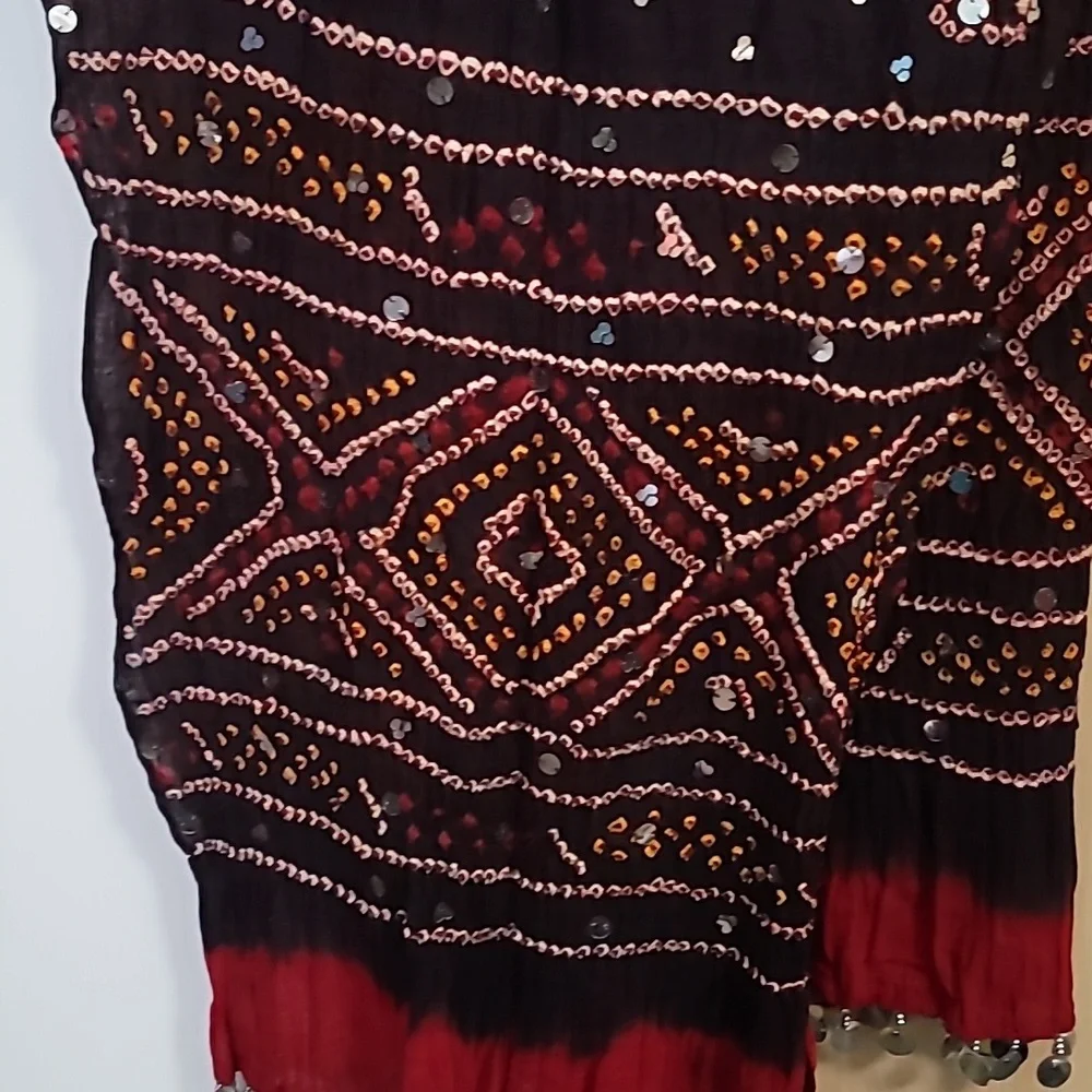 Woman's Scarf Dupatta Hand Stitched 81”x 38” Women's COOP, Sawai Madhapur, India